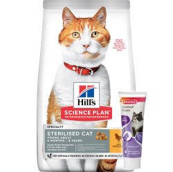 Hills Sterilised Kısırlaştırılmış Tavuklu Kedi Maması 1,5 Kg + Beaphar Malt Macun 100 Gr - Hills
