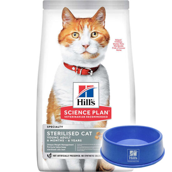 Hills Sterilised Kısırlaştırılmış Tavuklu Kedi Maması 1,5 Kg + Mama Kabı - 1