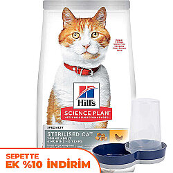 Hills Sterilised Kısırlaştırılmış Tavuklu Kedi Maması 10 Kg + Moderna Hazneli Mama Kabı - Hills