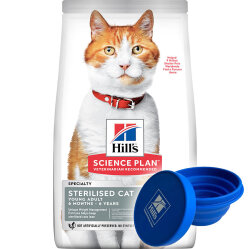 Hills Sterilised Kısırlaştırılmış Tavuklu Kedi Maması 10 Kg + Silikon Mama Kabı - Hills