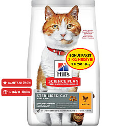 Hills Sterilised Kısırlaştırılmış Tavuklu Kedi Maması 13+2 Kg (Toplam 15 Kg) - Hills