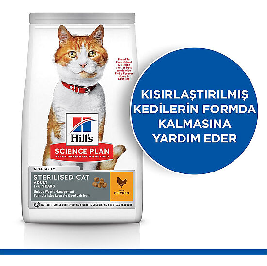 Hills Sterilised Kısırlaştırılmış Tavuklu Kedi Maması 13+2 Kg (Toplam 15 Kg) - 6