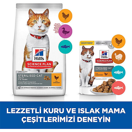 Hills Sterilised Kısırlaştırılmış Tavuklu Kedi Maması 13+2 Kg (Toplam 15 Kg) - 9