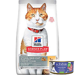 Hills Sterilised Kısırlaştırılmış Tavuklu Kedi Maması 15 Kg + 4 Adet Schesir Konserve 140 Gr - Hills