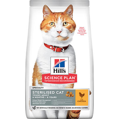 Hills Sterilised Kısırlaştırılmış Tavuklu Kedi Maması 15 Kg + Sanicat 10 Lt White Cotton Kedi Kumu