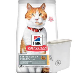 Hills Sterilised Kısırlaştırılmış Tavuklu Kedi Maması 3 Kg+ Mama Saklama Kabı - Hills