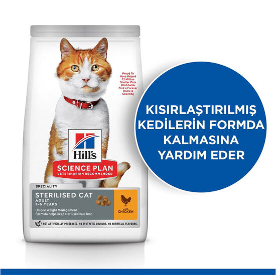 Hills Sterilised Kısırlaştırılmış Tavuklu Kedi Maması 3 Kg+ Mama Saklama Kabı - 4