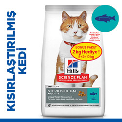 Hills Sterilised Kısırlaştırılmış Ton Balıklı Kedi Maması 8 + 2 Kg (Toplam 10 Kg) - Thumbnail