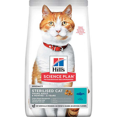 Hills Sterilised Kısırlaştırılmış Ton Balıklı Kedi Maması 15 Kg + Sanicat 10 Lt White Cotton Kedi Kumu