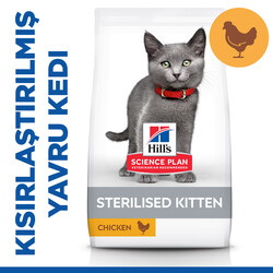 Hills - Hill's Sterilised Kitten Kısırlaştırılmış Tavuklu Yavru Kedi Maması 10 Kg + 4 Adet Temizlik Mendili