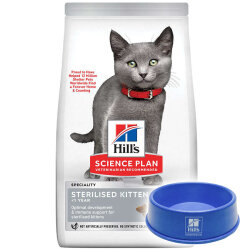 Hill's Sterilised Kitten Kısırlaştırılmış Tavuklu Yavru Kedi Maması 10 Kg + Mama Kabı - Hills