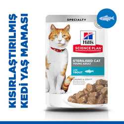 Hills Tender Chunks In Gravy Alabalıklı Kısırlaştırılmış Kedi Yaş Maması 85 Gr - Thumbnail