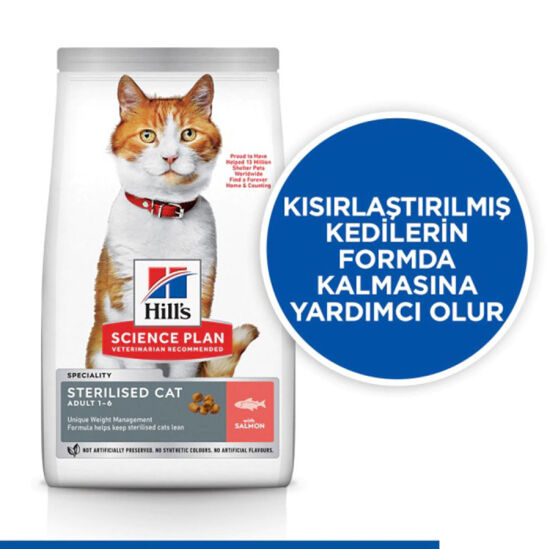 Hills Sterilised Kısırlaştırılmış Somonlu Kedi Maması 1,5 Kg + Mama Kabı - 3
