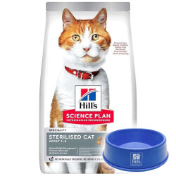 Hills Sterilised Kısırlaştırılmış Somonlu Kedi Maması 1,5 Kg + Mama Kabı - Hills