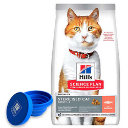 Hills - Hills Sterilised Kısırlaştırılmış Somonlu Kedi Maması 1,5 Kg + Seyahat Mama Kabı
