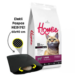 Homie - Homie Pro36 Düşük Tahıllı Kuzulu Kedi Maması 12 Kg + Elekli Paspas