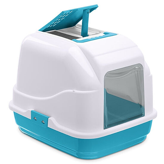 Imac Easy Cat Kapalı Kedi Tuvaleti 50 x 40 x 40 Cm - Mavi Beyaz - 1