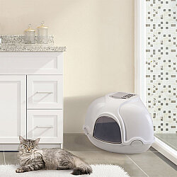 Imac Ginger Kapalı Köşe Kedi Tuvaleti 52 x 52 x 44,5 Cm Gri Beyaz - 2