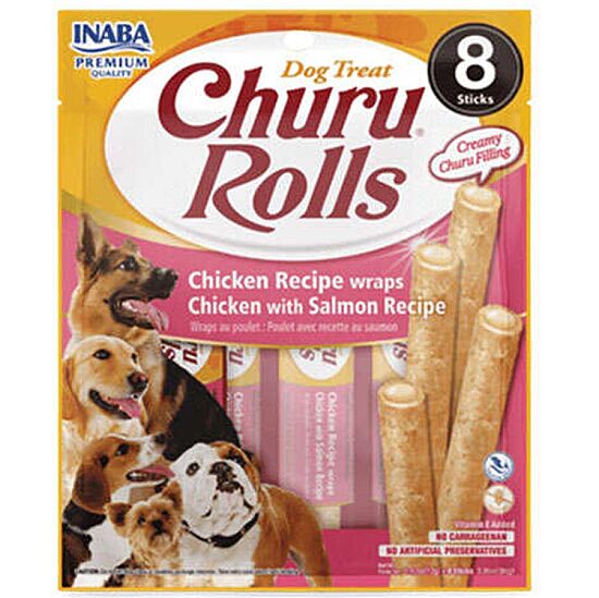 Inaba Churu Rolls Sticks Tavuk Sargılı Somonlu Köpek Ödül Maması 8 x 12 Gr - 1
