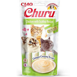Inaba - Inaba Ciao Churu Cream Tavuklu ve Deniz Taraklı Kedi Ödül Kreması 4 x 14 Gr