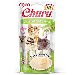 Inaba Ciao Churu Cream Tavuklu ve Deniz Taraklı Kedi Ödül Kreması 4 x 14 Gr - Inaba