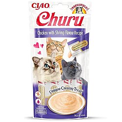 Inaba Ciao Churu Cream Tavuklu ve Karidesli Kedi Ödül Kreması 4 x 14 Gr - Inaba
