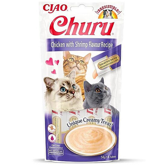 Inaba Ciao Churu Cream Tavuklu ve Karidesli Kedi Ödül Kreması 4 x 14 Gr - 1
