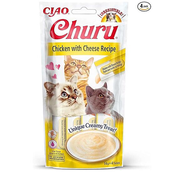 Inaba Ciao Churu Cream Tavuklu ve Peynirli Kedi Ödül Kreması 4 x 14 Gr - 1