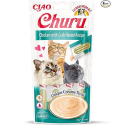 Inaba - Inaba Ciao Churu Cream Tavuklu ve Yengeçli Kedi Ödül Kreması 4 x 14 Gr