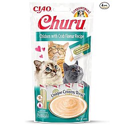Inaba Ciao Churu Cream Tavuklu ve Yengeçli Kedi Ödül Kreması 4 x 14 Gr - Inaba