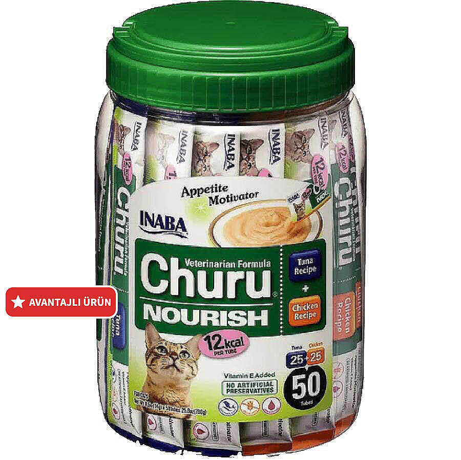 Inaba Ciao Churu Cream Tuna ve Tavuklu Besleyici Kedi Ödül Kreması 50 x 14 Gr