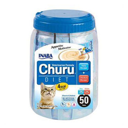 Inaba - Inaba Ciao Churu Cream Tuna ve Tavuklu Diyet Kedi Ödül Kreması 50 x 14 Gr
