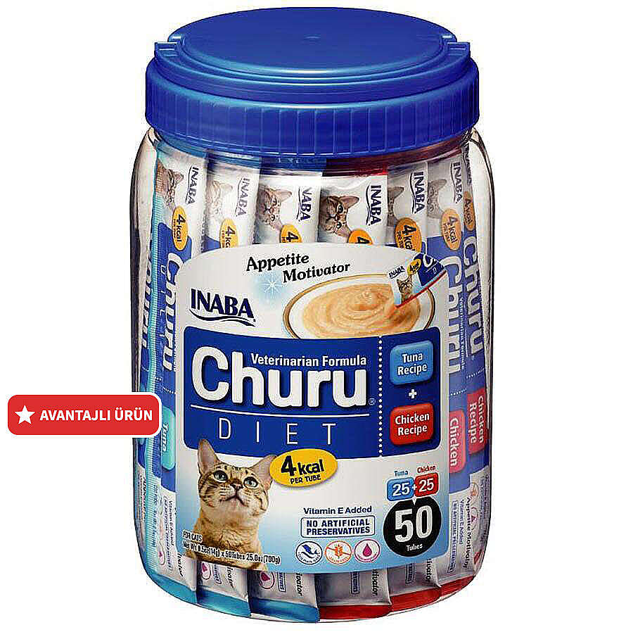 Inaba Ciao Churu Cream Tuna ve Tavuklu Diyet Kedi Ödül Kreması 50 x 14 Gr