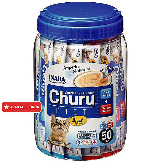 Inaba Ciao Churu Cream Tuna ve Tavuklu Diyet Kedi Ödül Kreması 50 x 14 Gr - 1