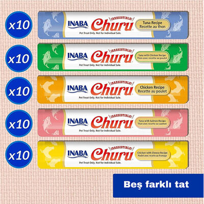 Inaba Ciao Churu Cream Tuna ve Tavuklu Kedi Ödül Kreması 50 x 14 Gr