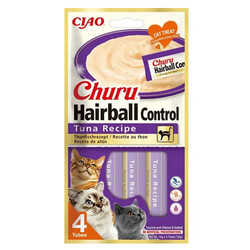 Inaba - Inaba Ciao Churu Hairball Tüy Yumağı Kontrollü Ton Balıklı Ödül Maması 4 x 14 Gr