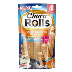 Inaba - Inaba Ciao Churu Rolls Sticks Tavuk Sargılı Kedi Ödül Maması 4 x 10 Gr
