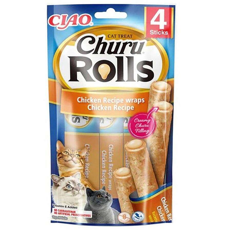 Inaba Ciao Churu Rolls Sticks Tavuk Sargılı Kedi Ödül Maması 4 x 10 Gr