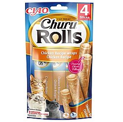 Inaba Ciao Churu Rolls Sticks Tavuk Sargılı Kedi Ödül Maması 4 x 10 Gr - Inaba