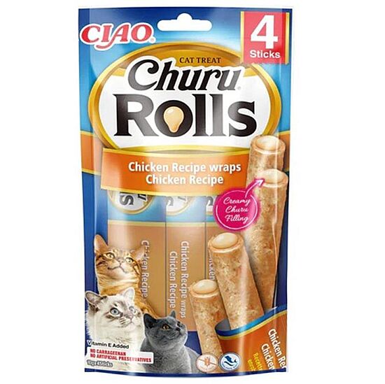 Inaba Ciao Churu Rolls Sticks Tavuk Sargılı Kedi Ödül Maması 4 x 10 Gr - 1