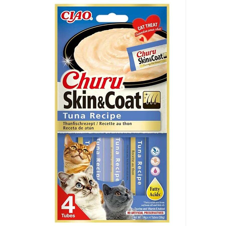 Inaba Ciao Churu Skin Coat Cilt ve Tüy Sağlığı Ton Balıklı Ödül Maması 4 x 14 Gr