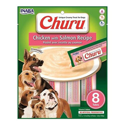 Inaba - Inaba Ciao Churu Somonlu ve Tavuklu Tamamlayacı Köpek Ödül Maması 8 x 20 Gr