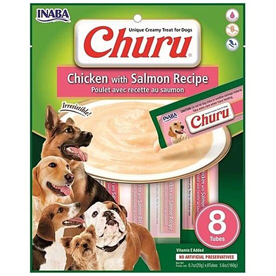 Inaba Ciao Churu Somonlu ve Tavuklu Tamamlayacı Köpek Ödül Maması 8 x 20 Gr - 1