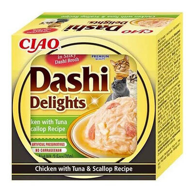 Inaba Ciao Dashi Delights Tavuk Ton Balığı ve Deniz Taraklı Kedi Çorbası 70 Gr