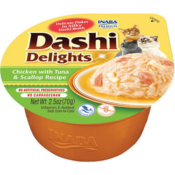 Inaba - Inaba Ciao Dashi Delights Tavuk Ton Balığı ve Deniz Taraklı Kedi Çorbası 70 Gr