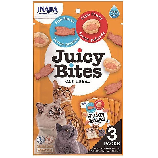 Inaba Ciao Juicy Bites Balıklı ve İstiridyeli Kedi Ödül Maması 3 lü Paket - 1