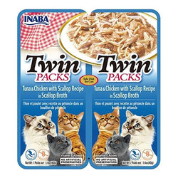 Inaba - Inaba Ciao Twin Packs Deniz Taraklı Ton Balıklı ve Tavuklu Kedi Çorbası 2 x 40 Gr