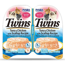 Inaba - Inaba Twins Ton Balıklı, Deniz Taraklı ve Tavuklu Kedi Ödül Jölesi 2 x 35 Gr