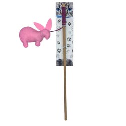 Jooys 50782 Kumaş Tavşan Figürlü Tahta Kedi Oltası 40 Cm - Jooys