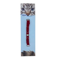 Jooys - Jooys Çıngıraklı Kedi Figürlü Kadife Kedi Boyun Tasması - Kırmızı